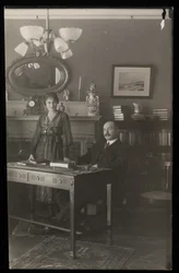 Portrait of the dentist Dr. Gibson and a woman in his residence